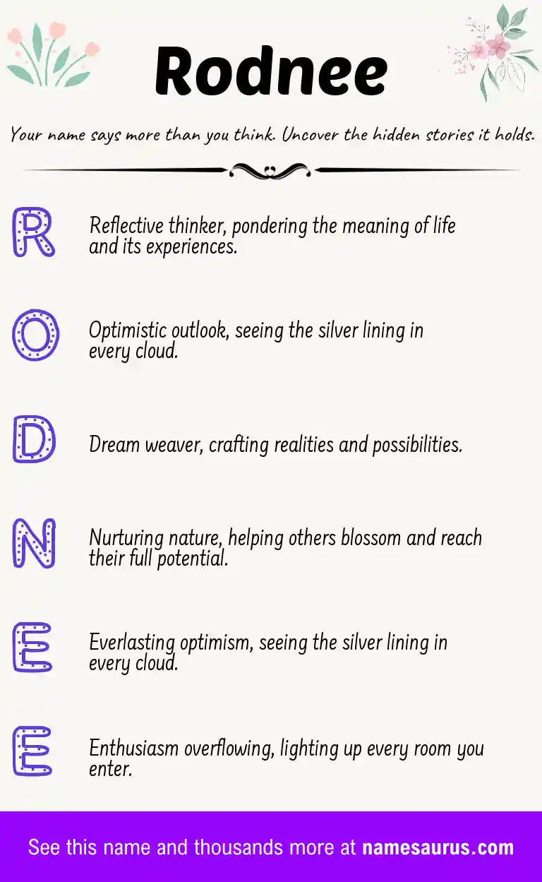 Acrostic poem about Rodnee.