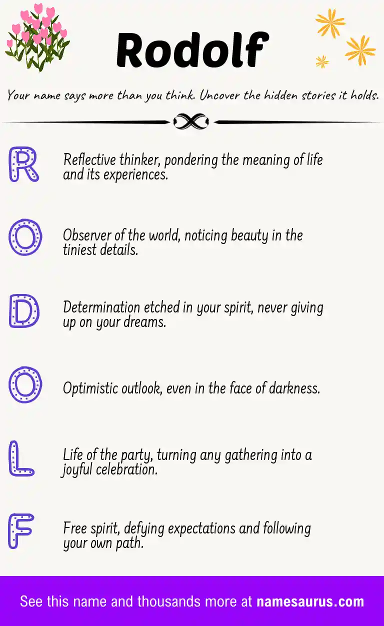 Acrostic poem about Rodolf.
