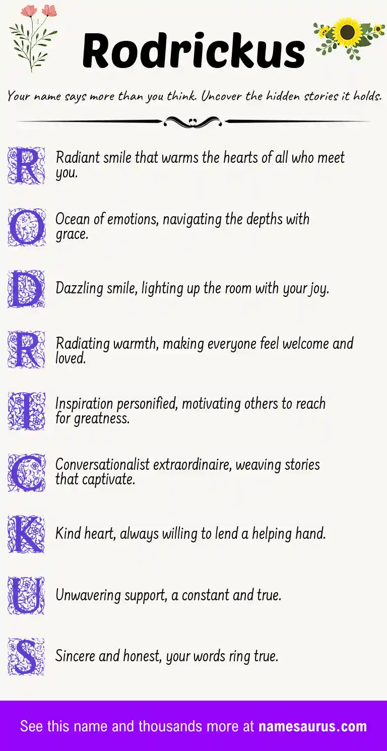 Acrostic poem about Rodrickus.