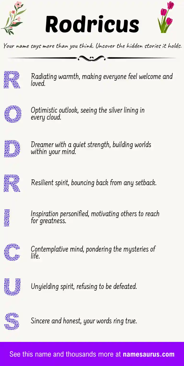 Acrostic poem about Rodricus.
