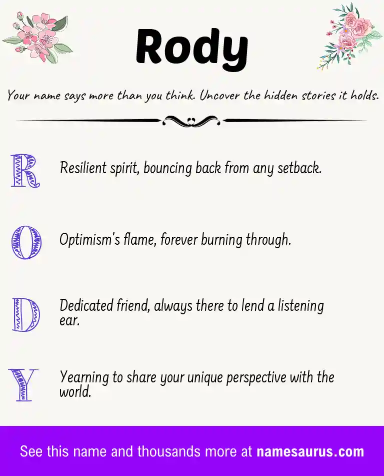 Acrostic poem about Rody.