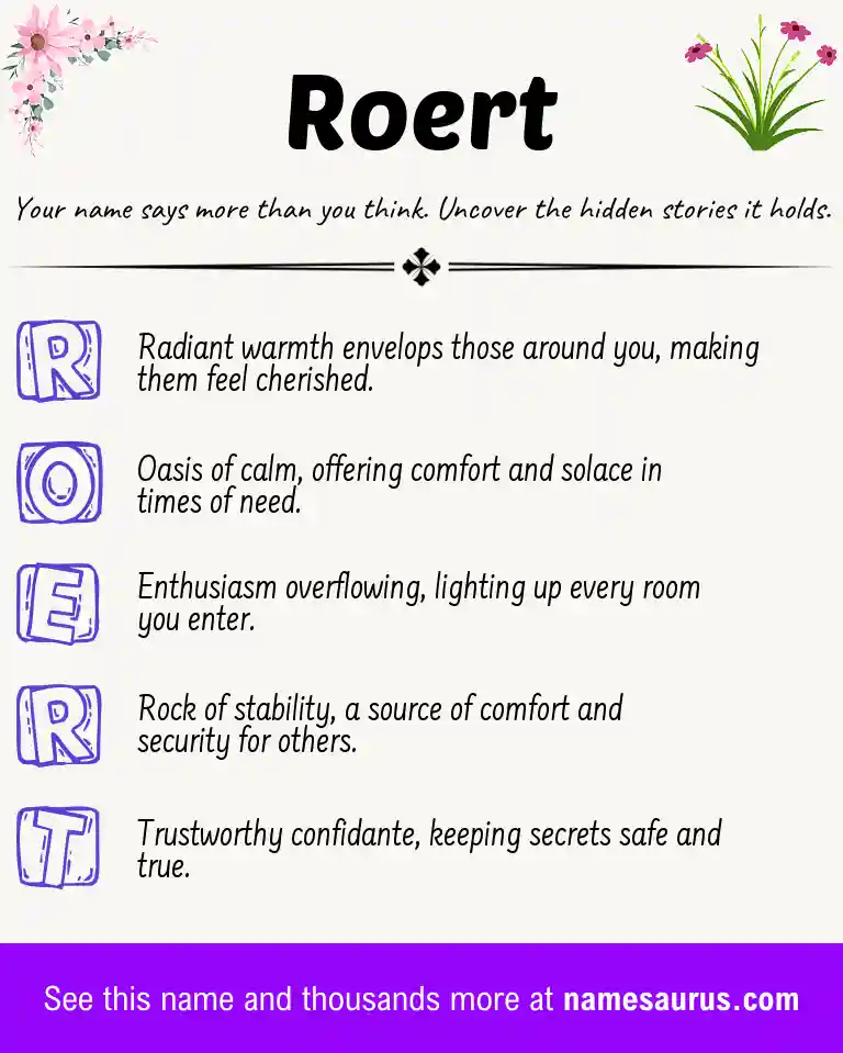 Acrostic poem about Roert.
