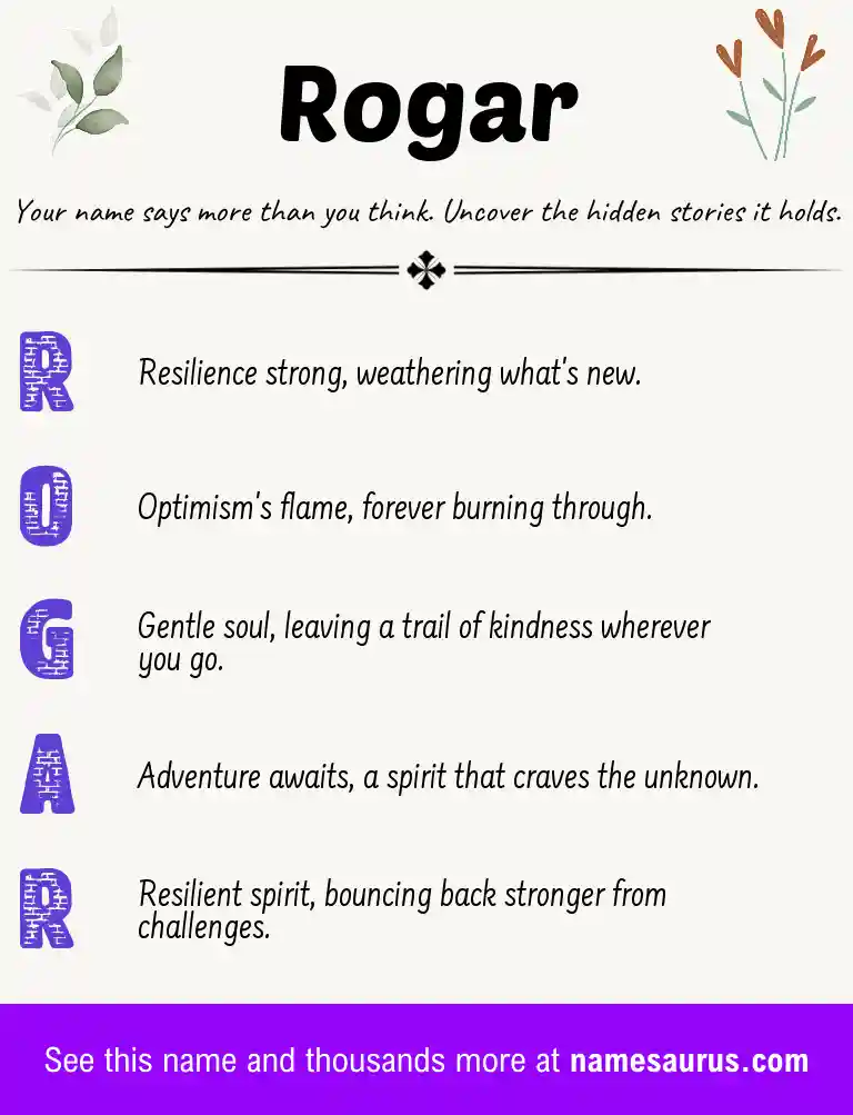 Acrostic poem about Rogar.