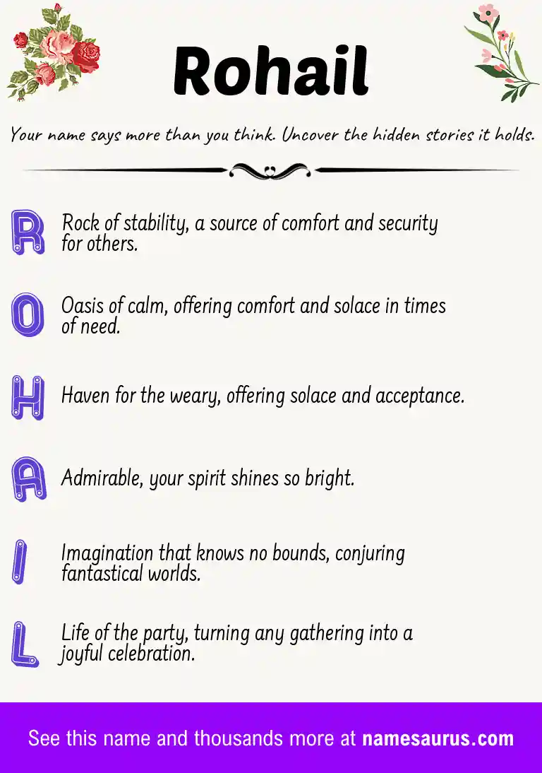 Acrostic poem about Rohail.