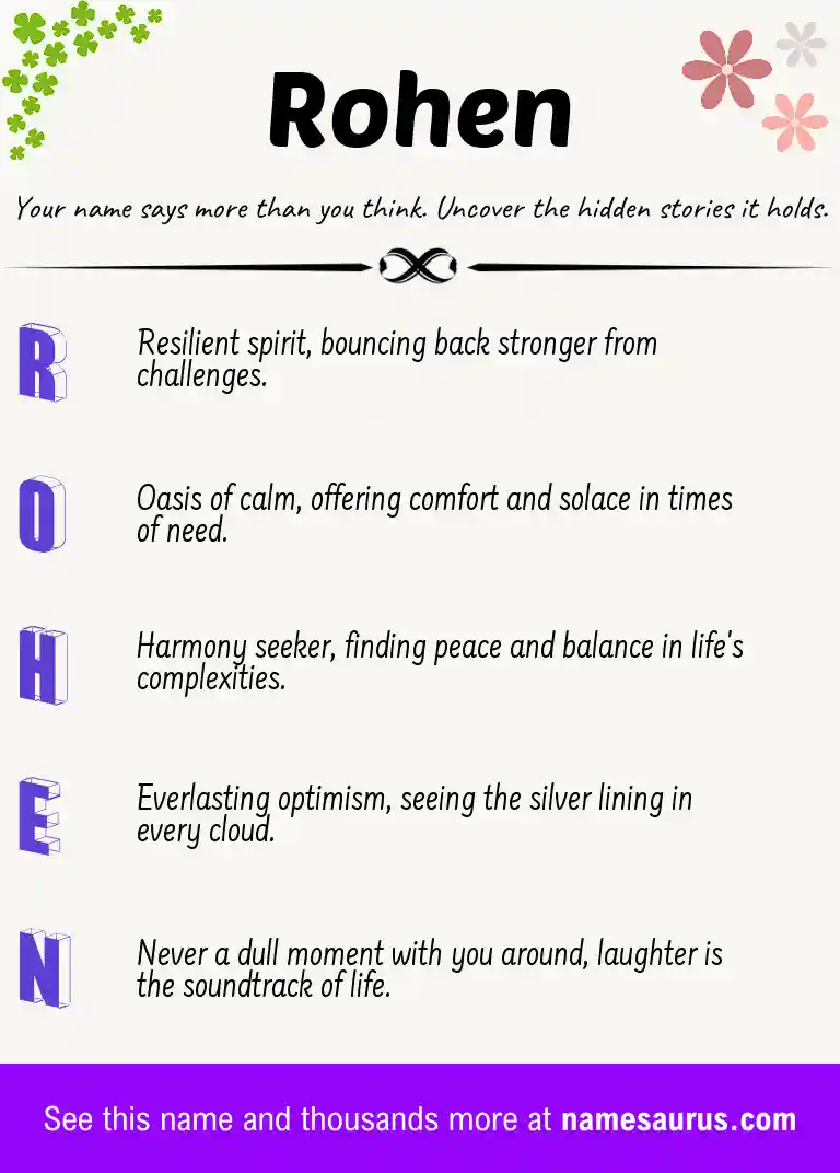 Acrostic poem about Rohen.