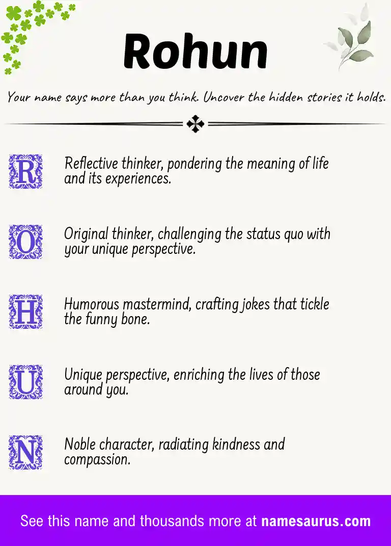 Acrostic poem about Rohun.