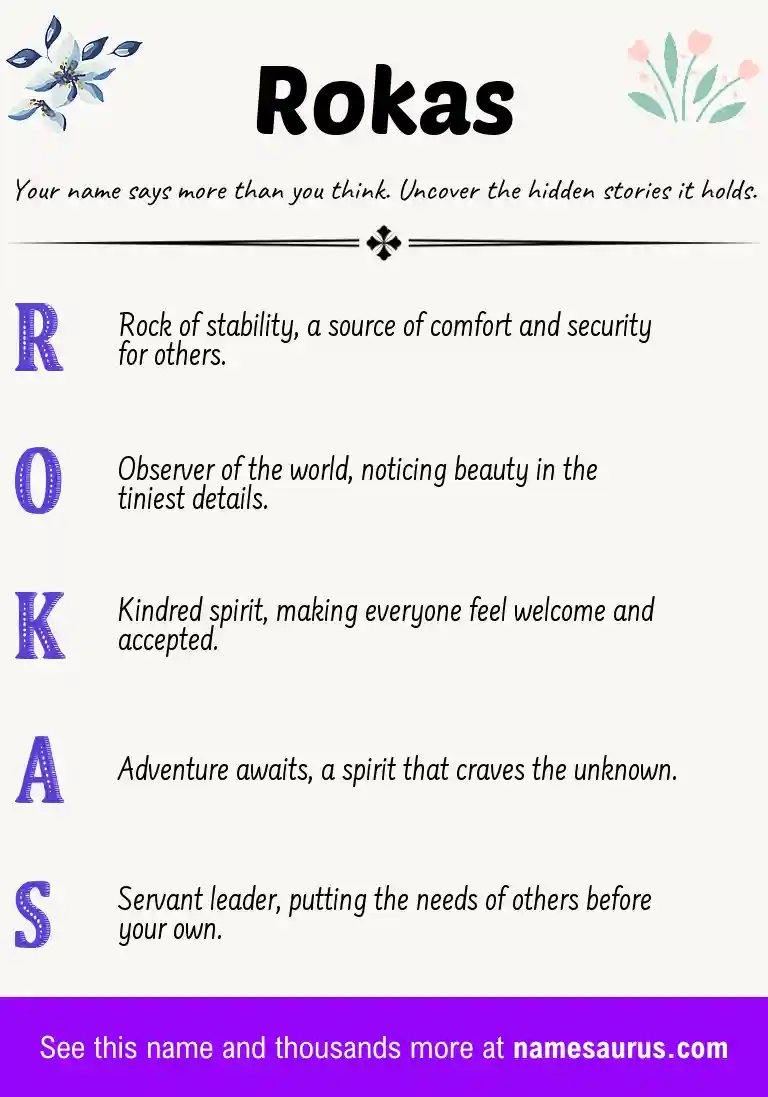 Acrostic poem about Rokas.