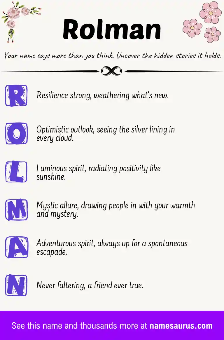 Acrostic poem about Rolman.