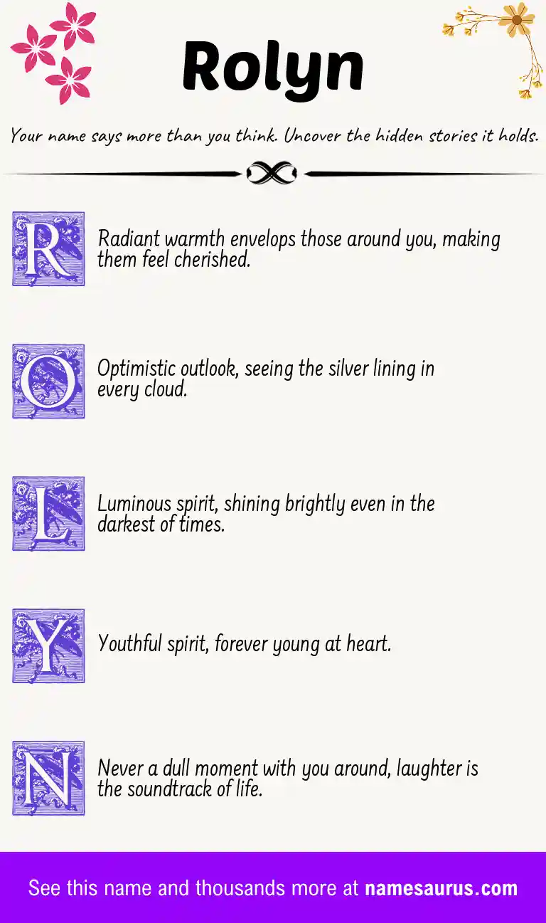 Acrostic poem about Rolyn.
