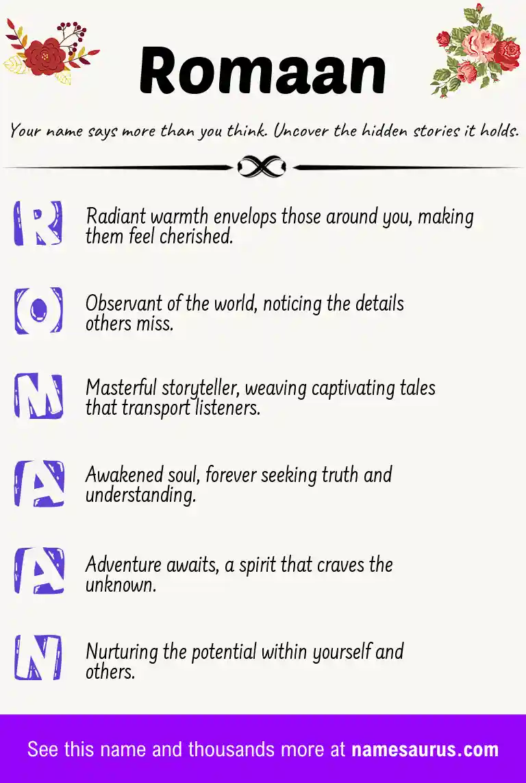 Acrostic poem about Romaan.