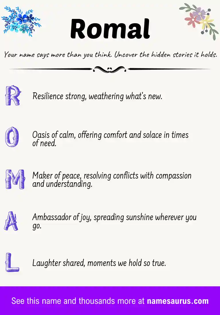Acrostic poem about Romal.