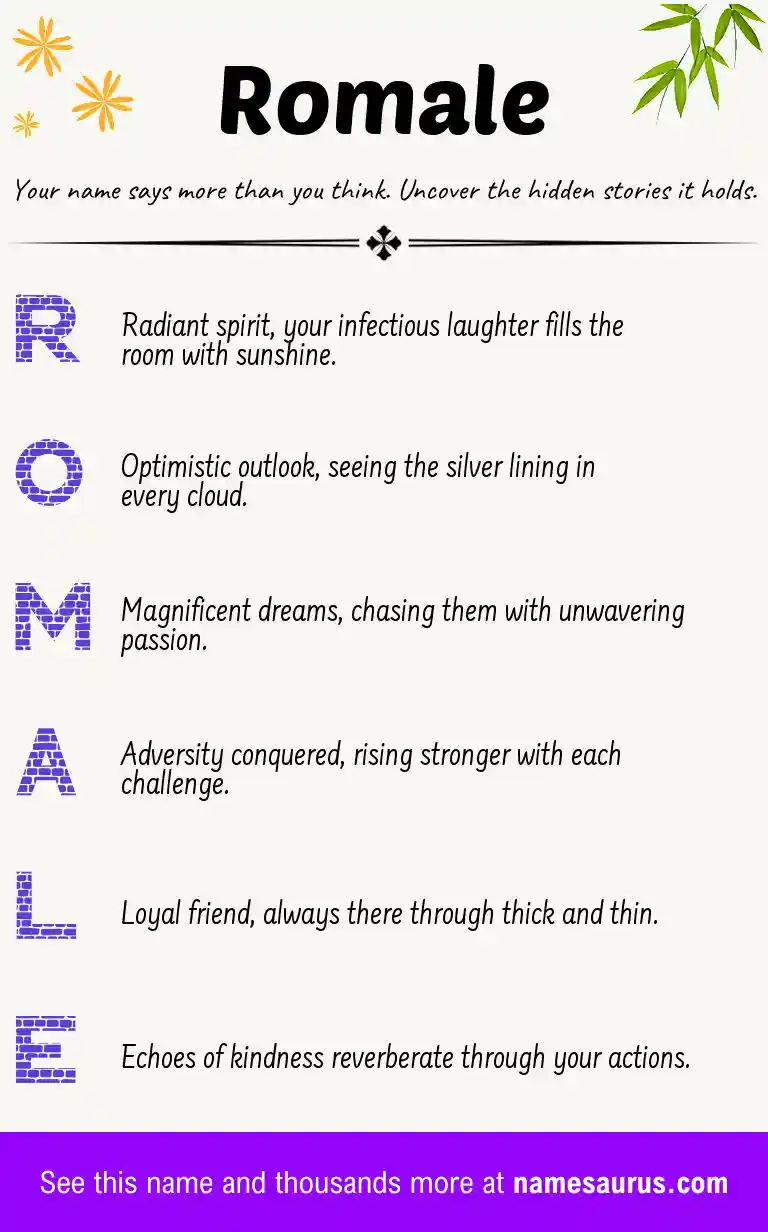 Acrostic poem about Romale.