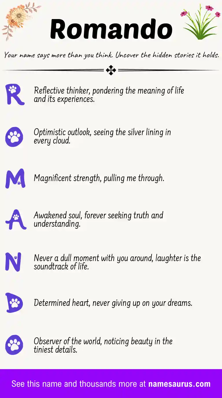 Acrostic poem about Romando.