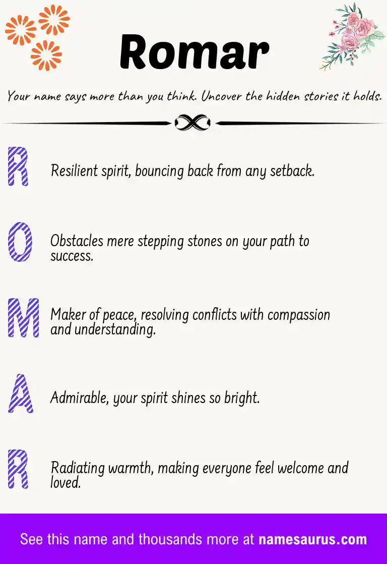 Acrostic poem about Romar.