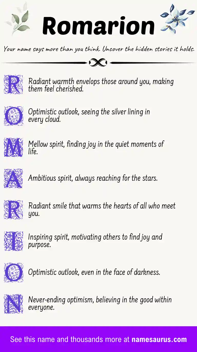 Acrostic poem about Romarion.
