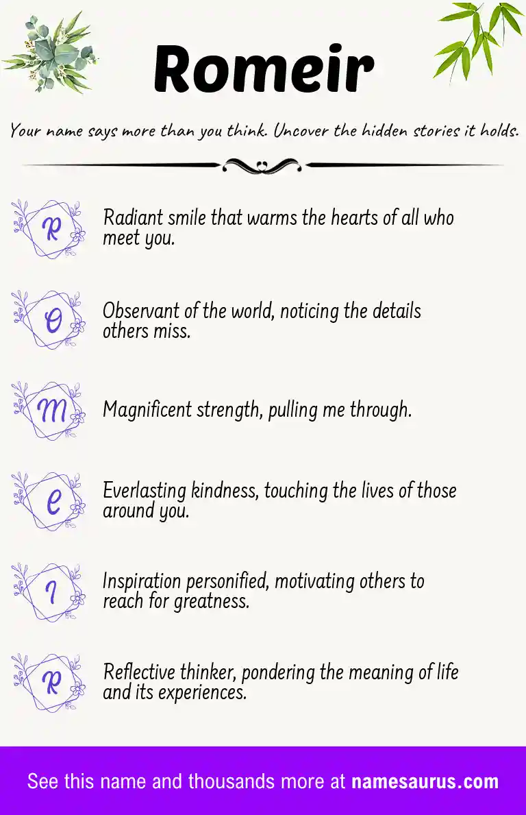 Acrostic poem about Romeir.