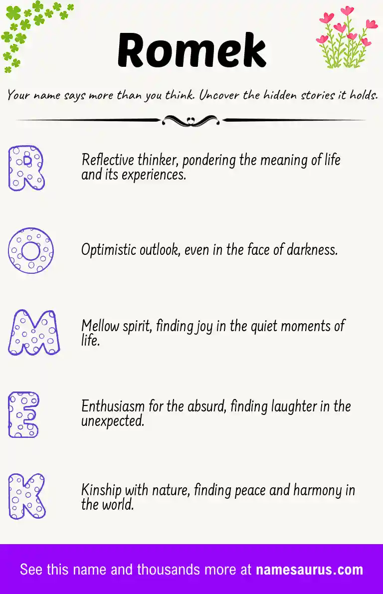 Acrostic poem about Romek.