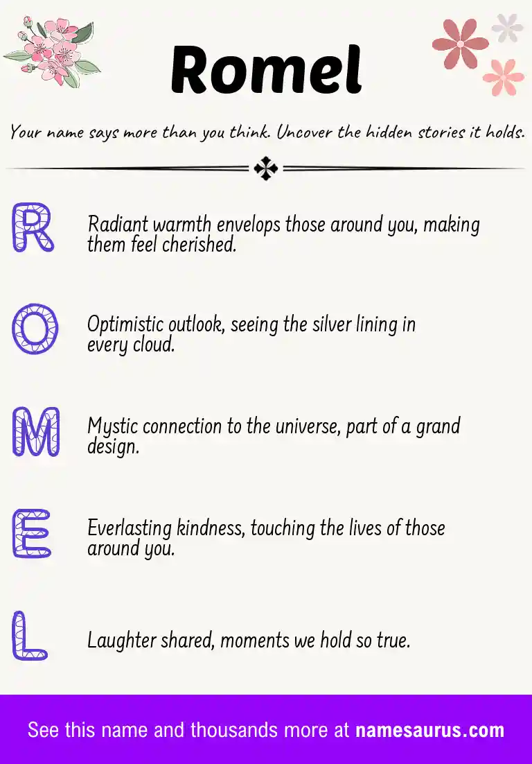 Acrostic poem about Romel.