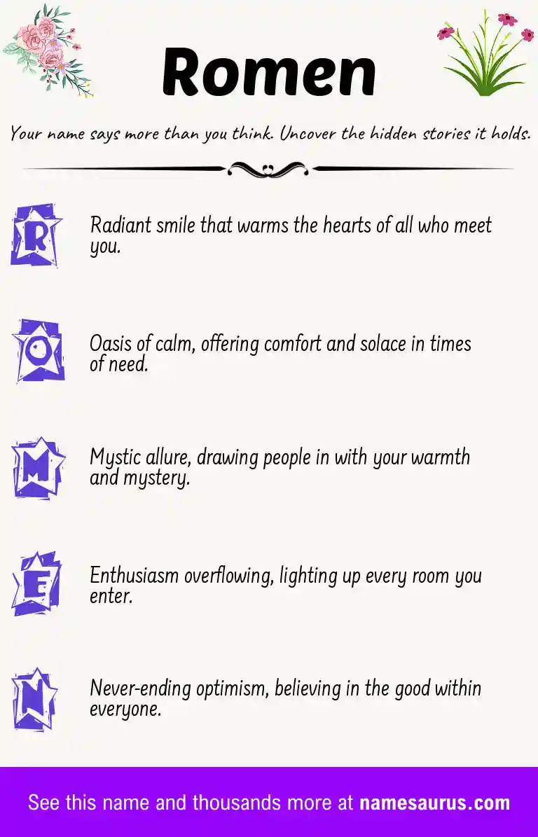 Acrostic poem about Romen.