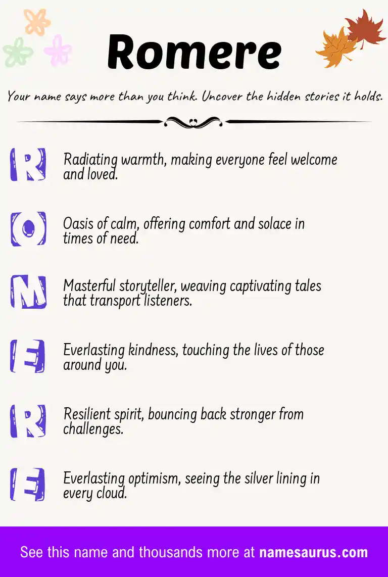 Acrostic poem about Romere.