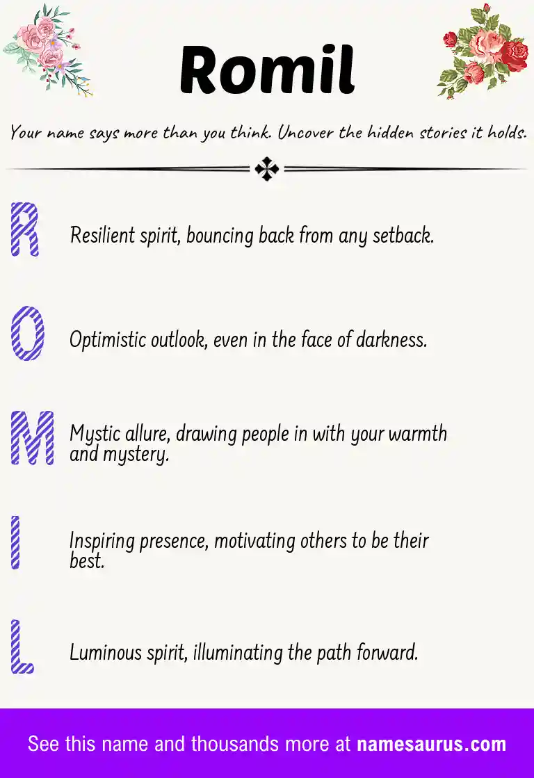 Acrostic poem about Romil.