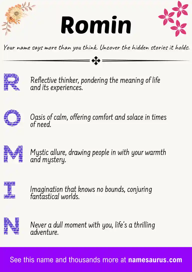 Acrostic poem about Romin.