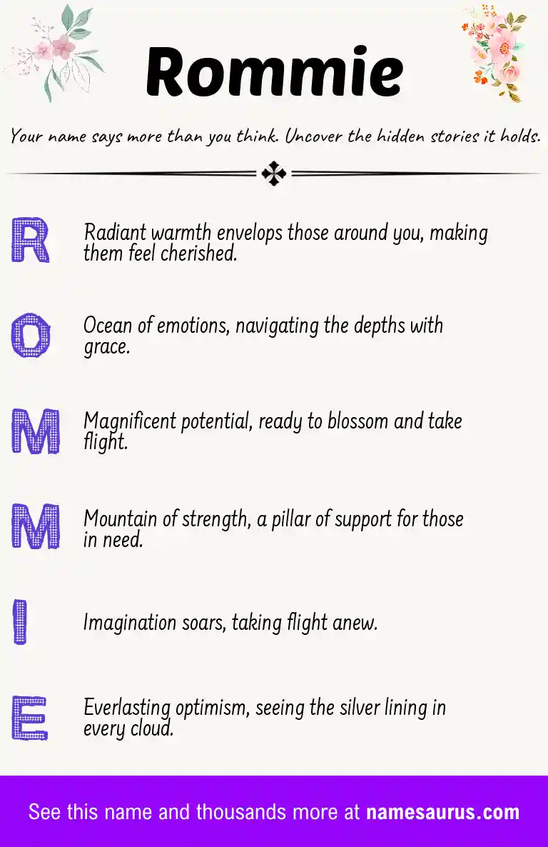 Acrostic poem about Rommie.