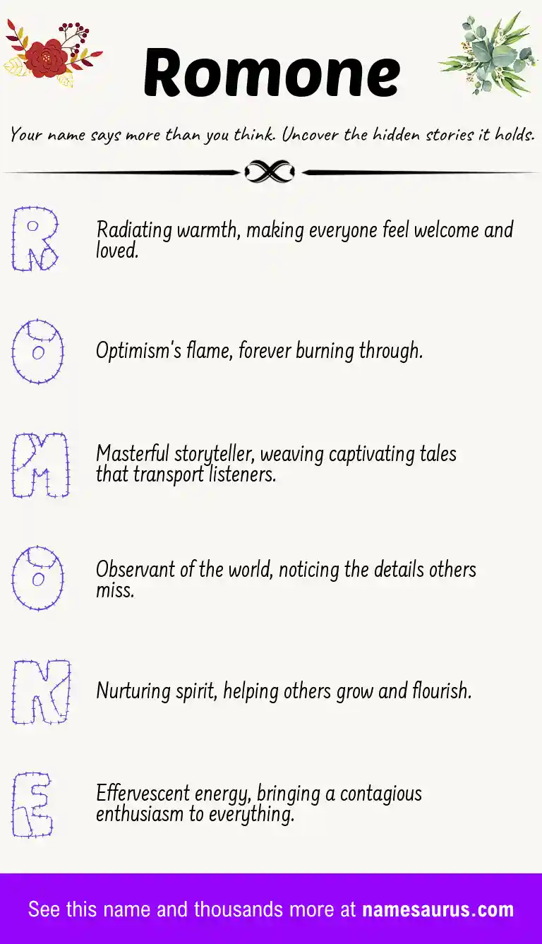 Acrostic poem about Romone.