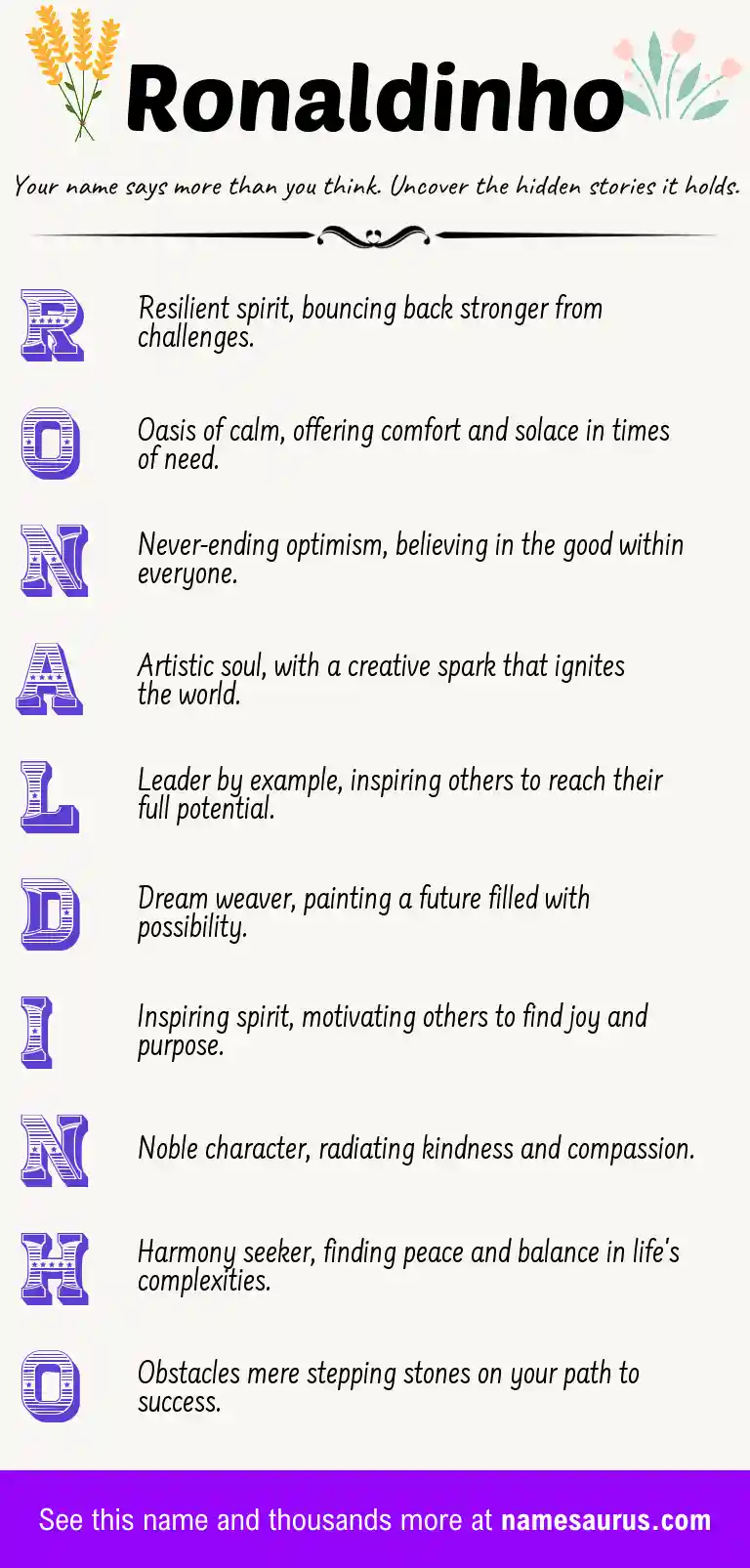 Acrostic poem about Ronaldinho.