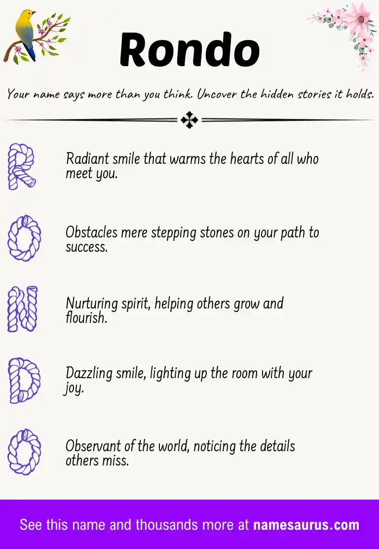 Acrostic poem about Rondo.