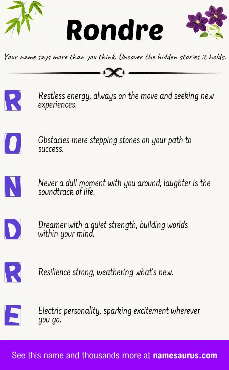 Acrostic poem about Rondre.