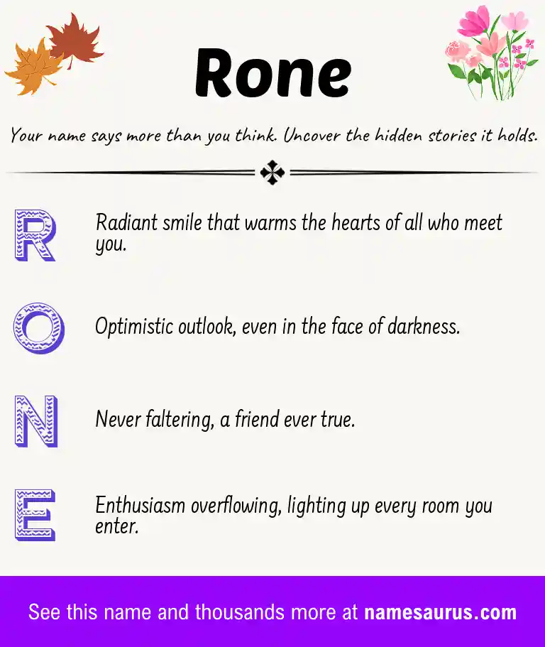 Acrostic poem about Rone.