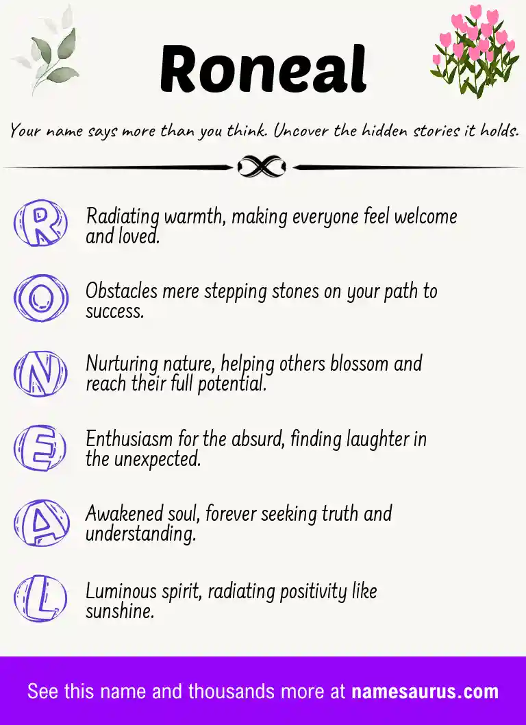 Acrostic poem about Roneal.