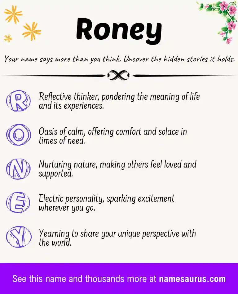 Acrostic poem about Roney.