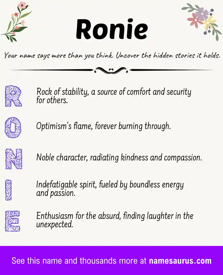 Acrostic poem about Ronie.