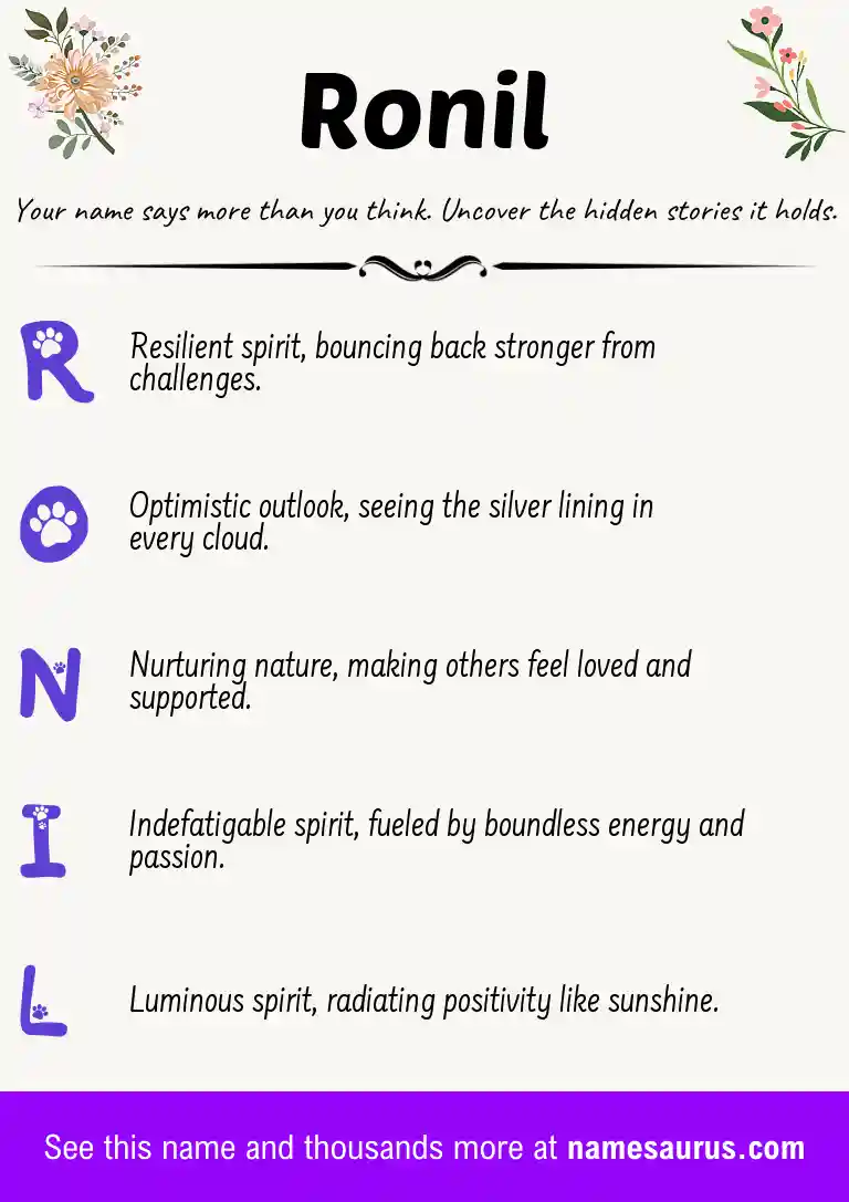 Acrostic poem about Ronil.