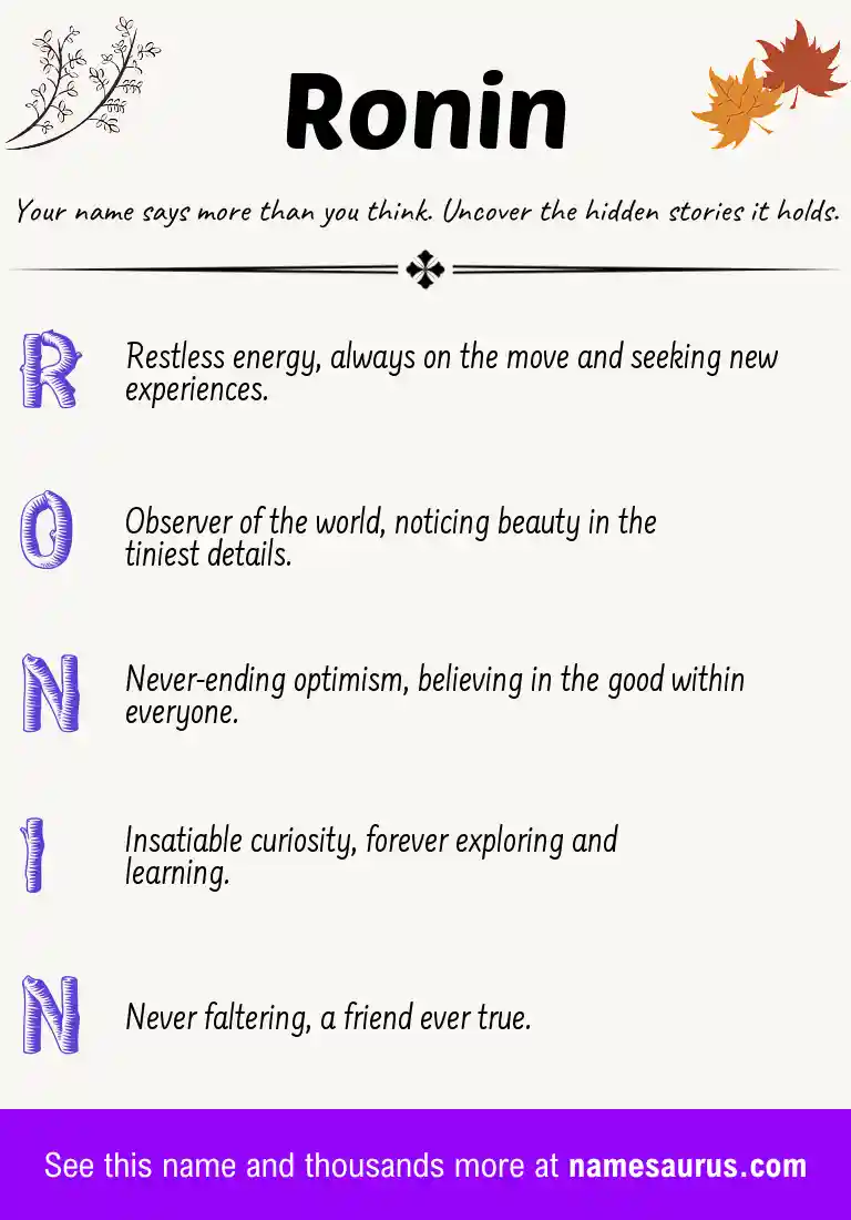 Acrostic poem about Ronin.