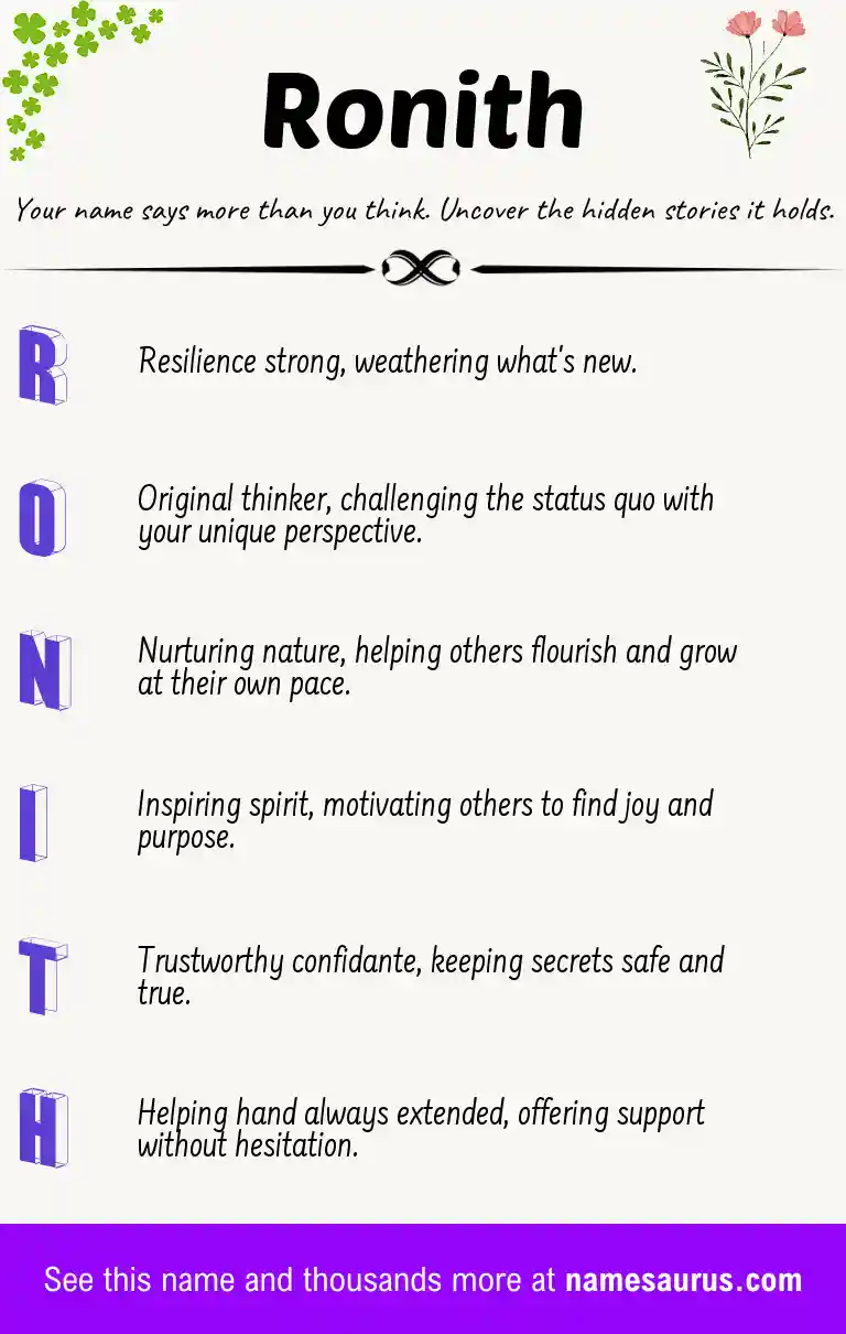 Acrostic poem about Ronith.