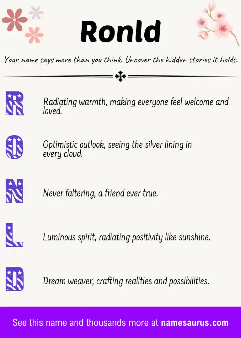 Acrostic poem about Ronld.