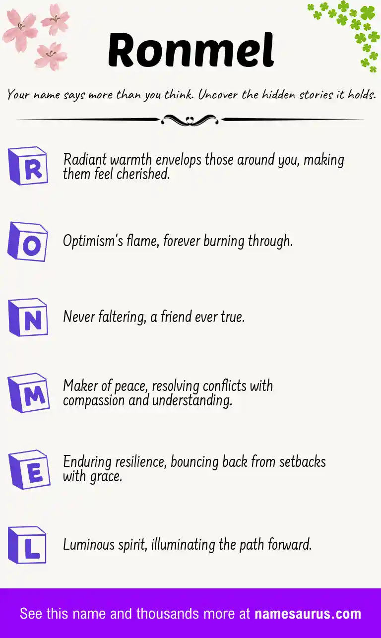 Acrostic poem about Ronmel.