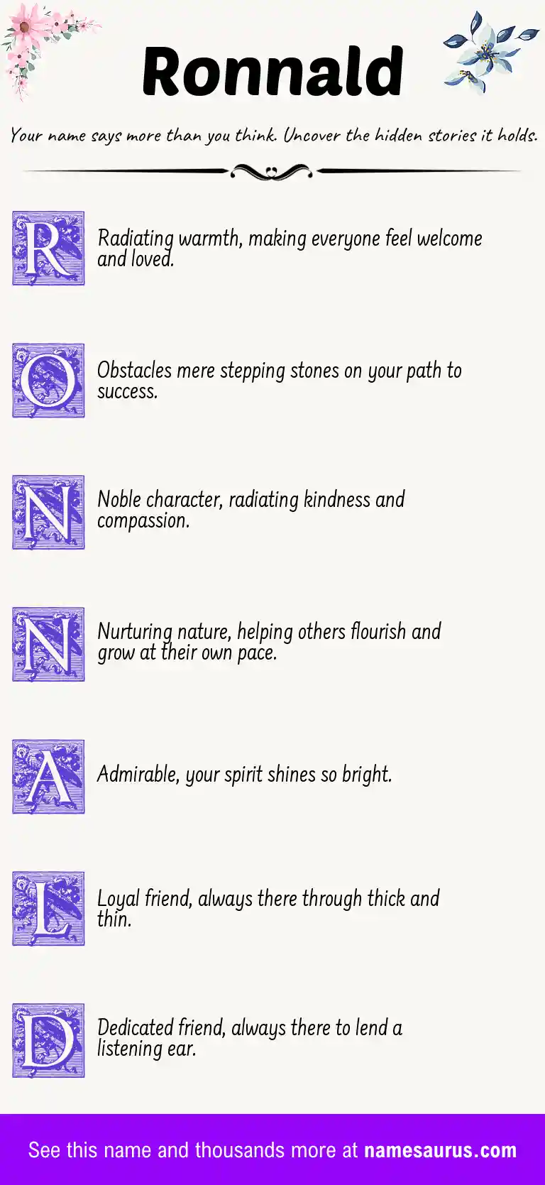 Acrostic poem about Ronnald.