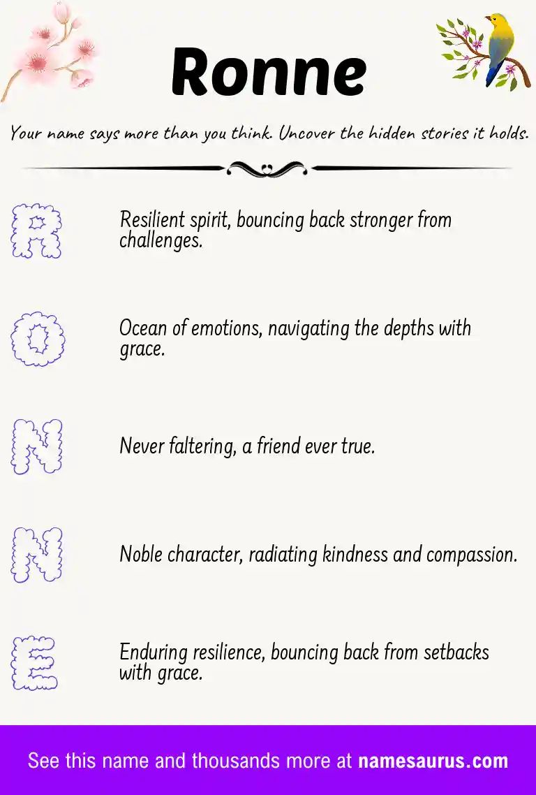 Acrostic poem about Ronne.