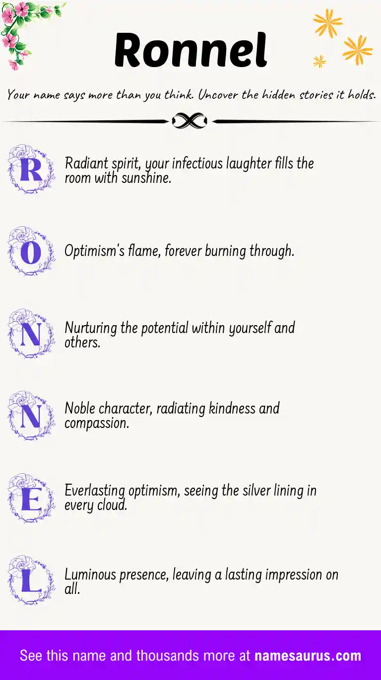 Acrostic poem about Ronnel.
