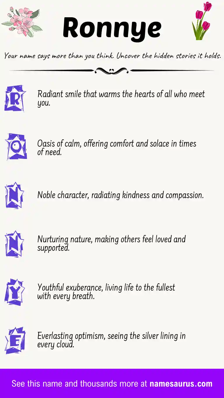 Acrostic poem about Ronnye.