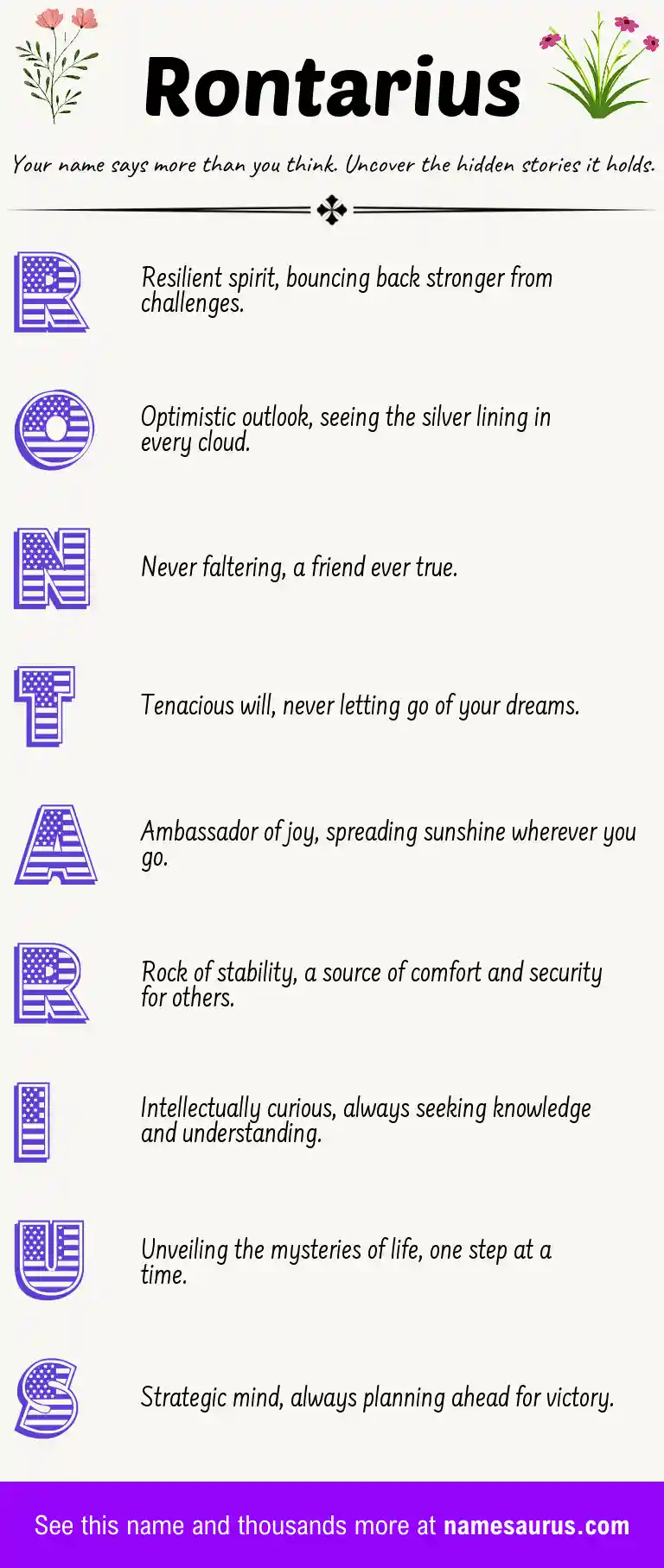 Acrostic poem about Rontarius.