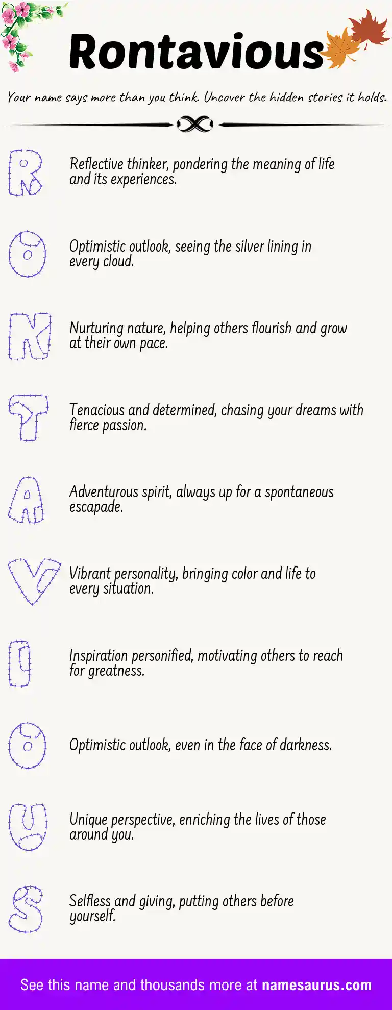 Acrostic poem about Rontavious.