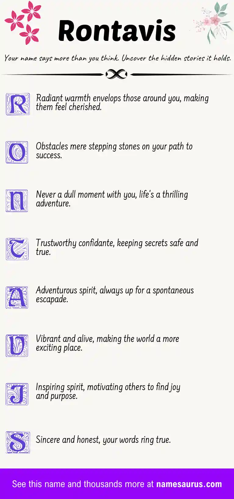 Acrostic poem about Rontavis.