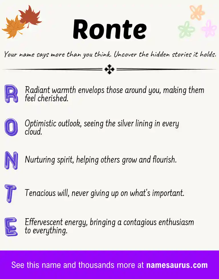 Acrostic poem about Ronte.