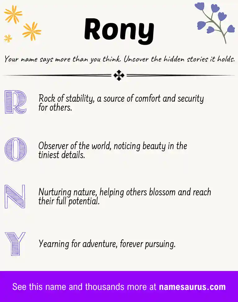 Acrostic poem about Rony.