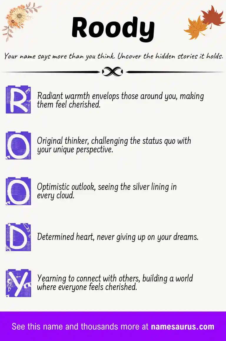 Acrostic poem about Roody.